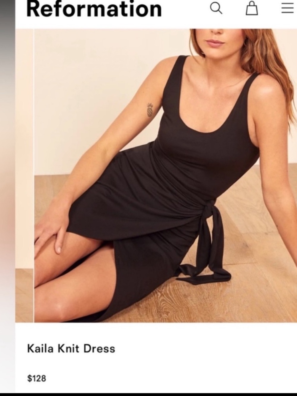 REFORMATION Kaila Black Jersey Knit Wrap Tank Midi Dress Small - Picture 4 of 11